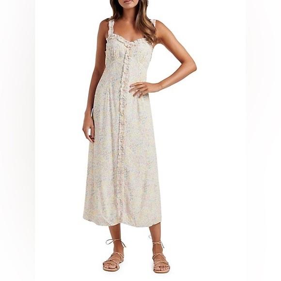 NWT Ever New sundress, white w/ floral print, ruffle and button details, sz 6 - Picture 1 of 7